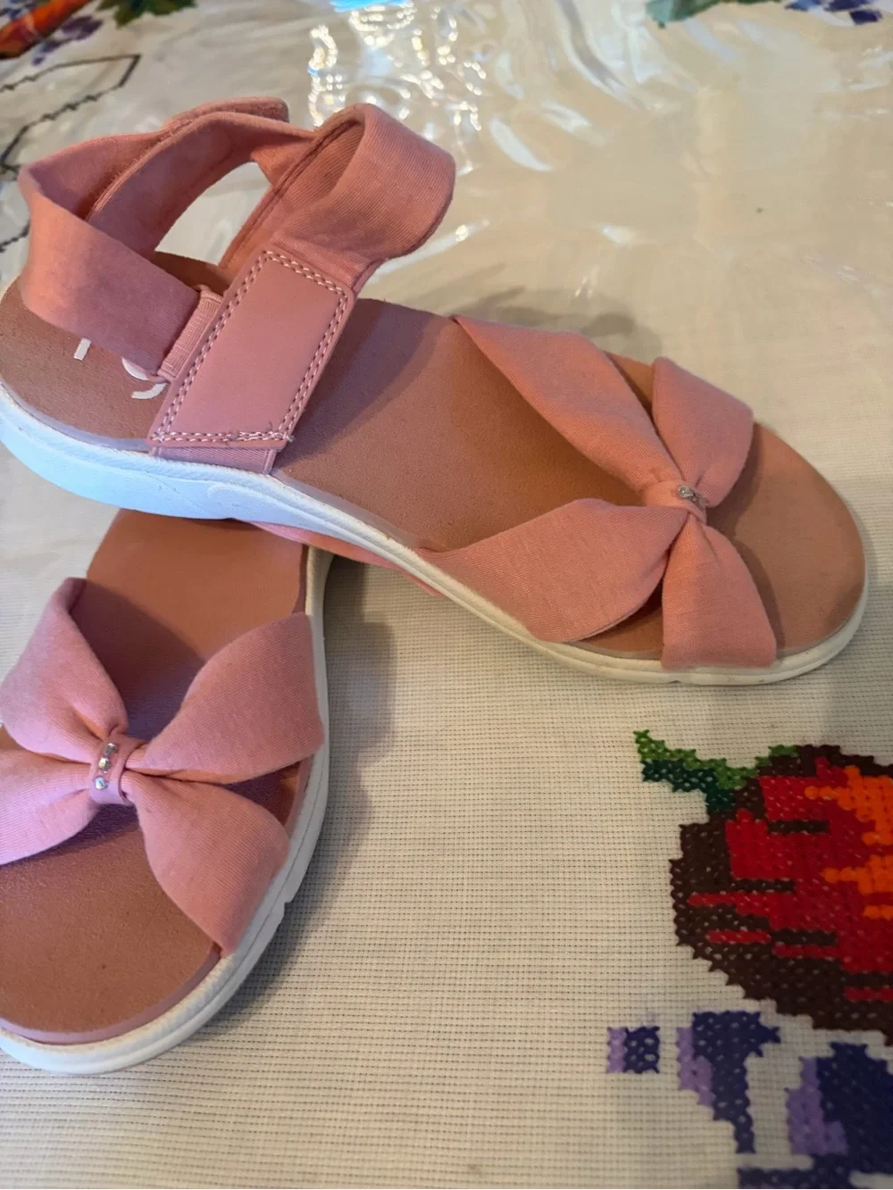 Ryka Pink Bow Strap Sandals
